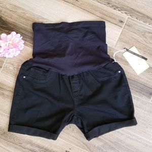 Black Maternity Skinny Shorts